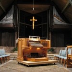 An organ standing in a church